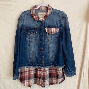 American Rag Denim & Plaid Collared Jacket Juniors Size Medium Macy's